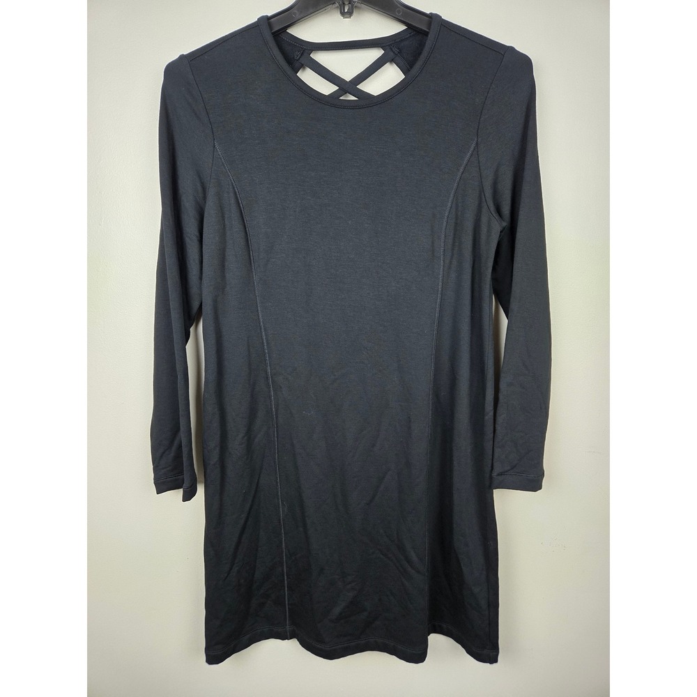 J Jill Fit Black Long Sleeve‎ Criss Cross Back Athletic Dress Size Medium